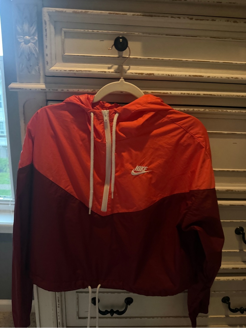 Nike Orange and Maroon Colorblock Pullover Windbreaker